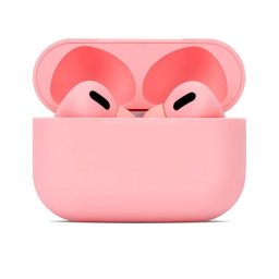 Casti wireless Air Pro 3 Macvi®, compatibile Android/iPhone, HD audio/ voce, dual HD true stereo, performanta, confort, cutie de incarcare portabila, autonomie 24 h, control tactil inteligent, Roz