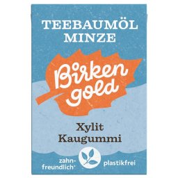 Guma de mestecat cu tea tree si menta indulcita cu xylitol 20 drajeuri 28g Birkengold