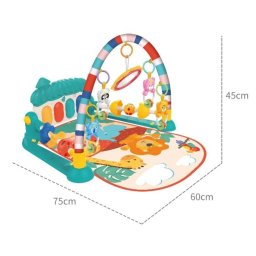 Centru de activitate si covoras bebelusi Macvi®, pian muzical interactiv, 5 jucarii detasabile, lavabil, educativ, 0-12 luni, multicolor