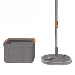 Mop Rotativ Macvi® cu Galeata, 2 lavete microfibra, functie de autocuratare, Rotatie 360°, Stoarcere Automata, Gri Inchis