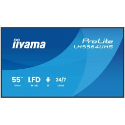 IIYAMA LFD LH5564UHS-B1AG 4K VA 55" 500cd 5000:1 6.5ms Android 14 OS, iiSignage, iiControl, iiShare, EShare, FailOver, TeamViewer, PDF & Media Player, iiBrowser, File manager