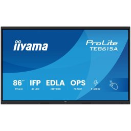 IIYAMA ProLite TE8615A-B2AG 86'' UHD IPS 3840x2160 550 cd 5000:1 8ms Android 14, 8/128GB, 40-Points, NFC, 2x HDMI, HDMI-out, LAN, WiFi6, DisplayPort, USB-C, Audio out: mini-jack and Optical Out, Landscape mode, Media Play USB Ports, Integrated iiWare