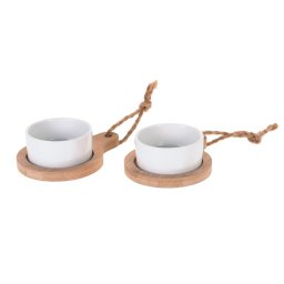 Set 2 boluri cu suport lemn