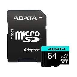 CARD MicroSD ADATA PremierPro, 64 GB, MicroSDHC, clasa 10, standard UHS-I U1, "AUSDX64GUI3V30SA2-RA1" (timbru verde 0.03 lei)