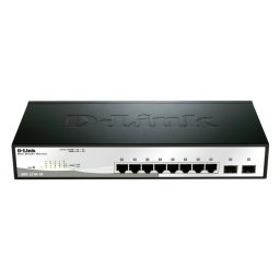 SWITCH D-LINK SMART 8 porturi Gigabit + 2 sloturi SFP, carcasa metalica, rackabil, "DGS-1210-10" (timbru verde 2 lei)