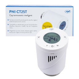 Cap termostatic inteligent PNI CT25T pentru calorifer, cu control wireless