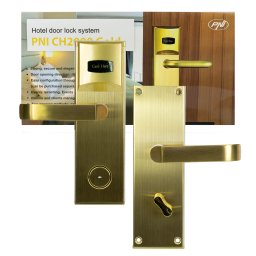 Yala hoteliera PNI CH2000L Gold cu cititor de card, stanga