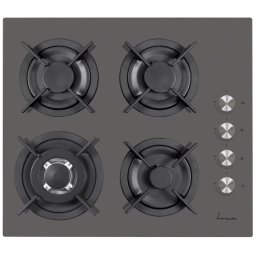 Plita pe gaz incorporabila Fram FBH-V4IWF-GVG, sticla, 4 arzatoare, wok, aprindere, gratare fonta, 59 cm, gri