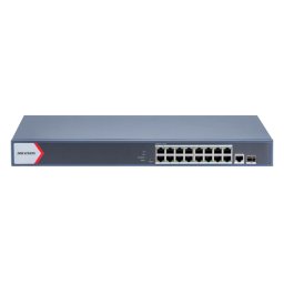 Switch 16 porturi PoE Gigabit, 1 port RJ45 Gigabit, 1 port SFP Gigabit, Smart Management - Hikvision DS-3E1518P-EI-M