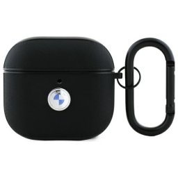 Husa BMW BMA4SSLBK AirPods 4 cover czarny/black Geniune Leather Silver Logo