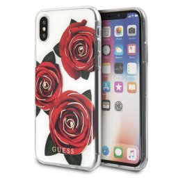 Husa Guess GUHCPXROSTR iPhone X transparent hard case Flower Desire red rose