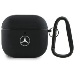 Husa Mercedes MEA4CSLBK AirPods 4 cover czarny/black Leather Metal Logo