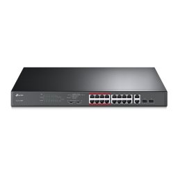 SWITCH TP-LINK 16 porturi 10/100 Mbps POE, 2 porturi 10/100/1000 Mbps, 2 porturi SFP Gigabit, carcasa metalica, rackabil "TL-SL1218MP" (timbru verde 2 lei)