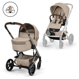 Carucior Balios S Lux Cybex 2 in 1 BLK, cu landou pliabil Almond Beige, 2026