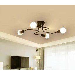 Lustra moderna Quadra 4 din metal negru mat, 4xE27, design minimalist