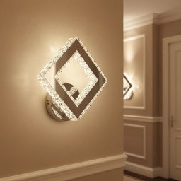 Aplica LED patrata AP2881 cu cristale, 23.4W, 3 temperaturi de culoare, crom lucios