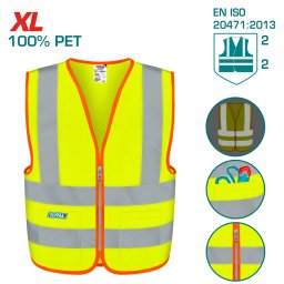 Vesta reflectorizanta TOTAL XL galben fluorescent cu buzunare