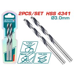 Burghiu pentru metal HSS 3 mm TOTAL, varf 135°, set 2 bucati