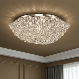 Candelabru din cristal Magno, 9x E14, 60 cm, metal crom lucios