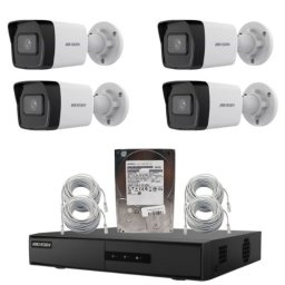 Kit supraveghere IP Hikvision 4MP cu NVR 8 canale, HDD 1TB si 4 camere PoE