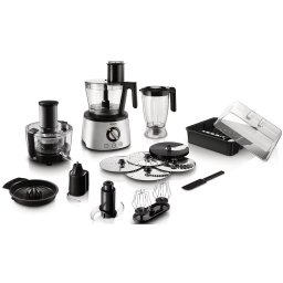 Robot de bucatarie Philips Avance Collection HR7778/00, 1300 W, bol 3.4 l, blender 2.2 l, Storcator de fructe si legume, 12 viteze + Pulse, Inox