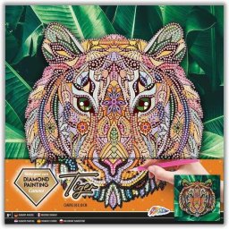 Set creativ cu diamante rotunde pe panza Diamond Painting 30x30 cm Grafix, Tigru