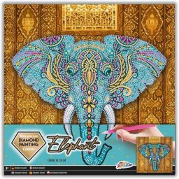 Set creativ cu diamante rotunde pe panza Diamond Painting 30x30 cm Grafix, Elefant