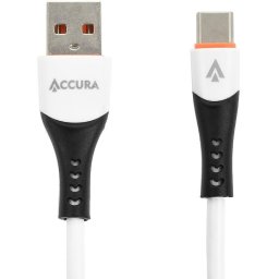 Cablu USB Accura, USB-A la USB-C, 1.0m, 5V/2A, Alb, pentru incarcare si transfer de date