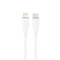 Cablu silicon USB 2.0 type C la iPhone Lightning 1.5m Alb, Gembird CC-USB2S-CM8PM-1.5M-W