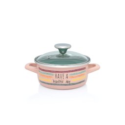 Oala 2l cu capac din sticla Divan Dan Metalac email/16cm/2l