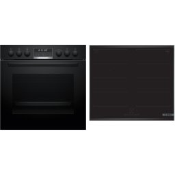 Set Bosch HND679LS62 cuptor incorporabila HEG578BB4 , 71 L, 10 moduri de incalzire, 30 programe gatit si plita electrica NXX675CB5E, cu 4 zone de gatit cu inductie, 17 niveluri de putere, Negru