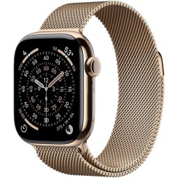 Apple Watch 11 GPS + Cellular, Carcasa Gold Titanium 42mm, Gold Milanese Loop