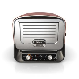 Cuptor electric de exterior Ninja Woodfire OO101, 2400W, 8 functii de gatit, pizza in 3 minute, functie de afumare, deshidratare, 40-370°C, piatra de pizza inclusa, peleti de lemn natural, panou digital, caramiziu/inox
