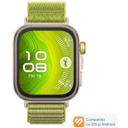 Smartwatch HUAWEI Watch Fit 4 Pro, Ecran AMOLED 1.82 inch, Bluetooth, ECG, 5 ATM, Curea Textila, Verde