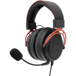 Casti Gaming cu fir White Shark GORILLA, Over-Ear, Stereo, 53mm, Microfon Detasabil, Cablu 2m, Negru/Rosu