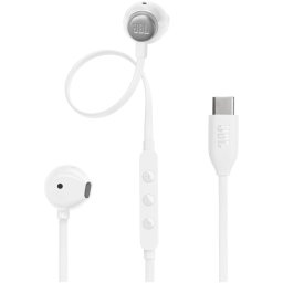 Casti In-Ear cu fir JBL Tune 305C, Pure Bass, Hi-Res, USB-C, Alb