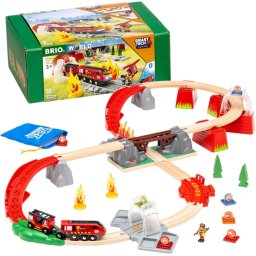 Set interactiv BRIO, trenulet pompieri, cu sunete, 3+ ani