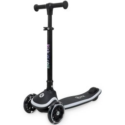Trotineta copii pliabila, KicknRoll X2, cu 3 roti luminoase si platforma cu banda de LED multicolorata, ghidon reglabil, 3+ ani, suport maxim 50 kg, Negru
