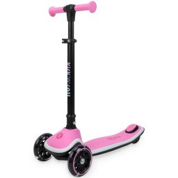 Trotineta copii pliabila, KicknRoll X2, cu 3 roti luminoase si platforma cu banda de LED multicolorata, ghidon reglabil, 3+ ani, suport maxim 50 kg, Roz