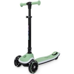 Trotineta copii pliabila, KicknRoll X2, cu 3 roti luminoase si platforma cu banda de LED multicolorata, ghidon reglabil, 3+ ani, suport maxim 50 kg, Verde