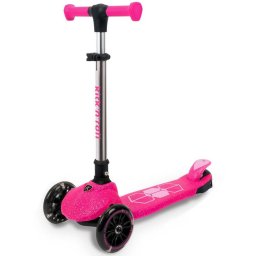 Trotineta copii pliabila, KicknRoll L5 Jelly, cu 3 roti luminoase si platforma cu banda de LED multicolorata, ghidon reglabil, 3+ ani, suport maxim 50kg, Roz