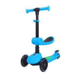 Trotineta copii pliabila, Lamborghini KicknRoll L5 2in1, cu 3 roti luminoase, ghidon reglabil, scaun retractabil, 3+ ani, suport maxim 50kg, suport maxim 20 kg scaun, Albastru