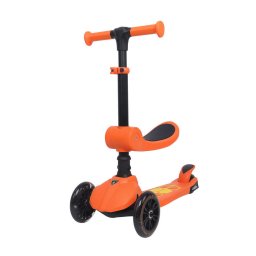 Trotineta copii pliabila, Lamborghini KicknRoll L5 2in1, cu 3 roti luminoase, ghidon reglabil, scaun retractabil, 3+ ani, suport maxim 50kg, suport maxim 20 kg scaun, Portocaliu