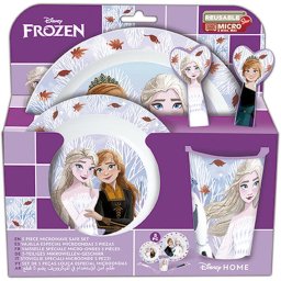 Set masa pentru copii, STOR cu licenta Regatul de Gheata, din plastic - 5 piese, farfurii, pahar 260 ml si tacamuri, potrivit pentru microunde, ambalaj cu euro-agatatoare