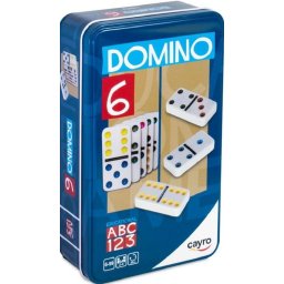 Joc Cayro - Domino Clasic colorat, in cutie metalica