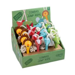 Coarda de sarit Cayro +/-215 cm, manere din lemn cu diverse animale, display cu 8 bucati