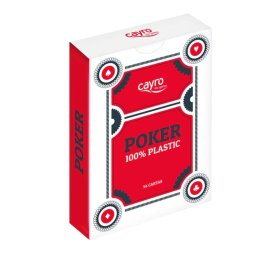 Carti de joc Poker, din plastic, Cayro, 89 x 65 mm, Varsta 7+ ani, Rosu-Negru