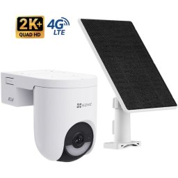 Camera de supraveghere HB8 Lite 4G + panou solar de 5W, PTZ 360° pentru exterior cu baterie, vedere nocturna color 4MP, detectare persoane/vehicule, audio bidirectional, suporta 4G si WLAN 6, Alb