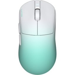 Mouse wireless Hator Quasar 3S Ultima 8K, senzor PixArt PAW3950, switch HATOR Optical 100M, conectivitate 2.4GHz, bluetooth si USB, rezolutie maxima 30000 DPI, capacitate baterie 300 mAh, Alb-Verde