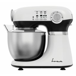 Mixer planetar FRAM FPM-D1010WHBK, 1000W, bol inox 5L, 12 viteze, Angrenaj metalic, Black-White